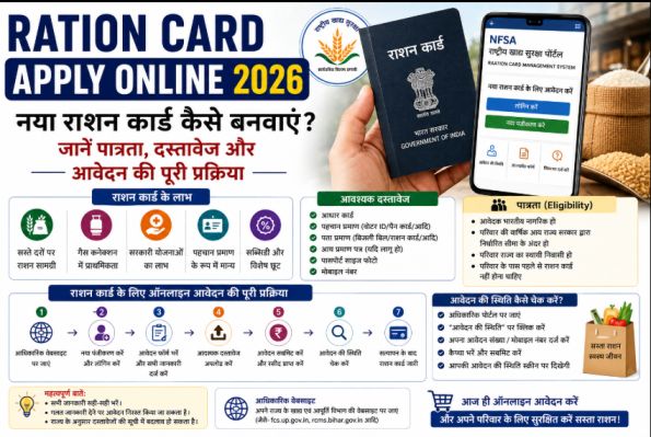 Ration Card Apply Online 2026: नया राशन कार्ड बनवाने की पूरी प्रक्रिया