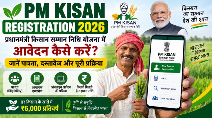 PM Kisan Registration 2026: प्रधानमंत्री किसान सम्मान निधि योजना में आवेदन कैसे करें? जानें पात्रता, दस्तावेज और पूरी प्रक्रिया